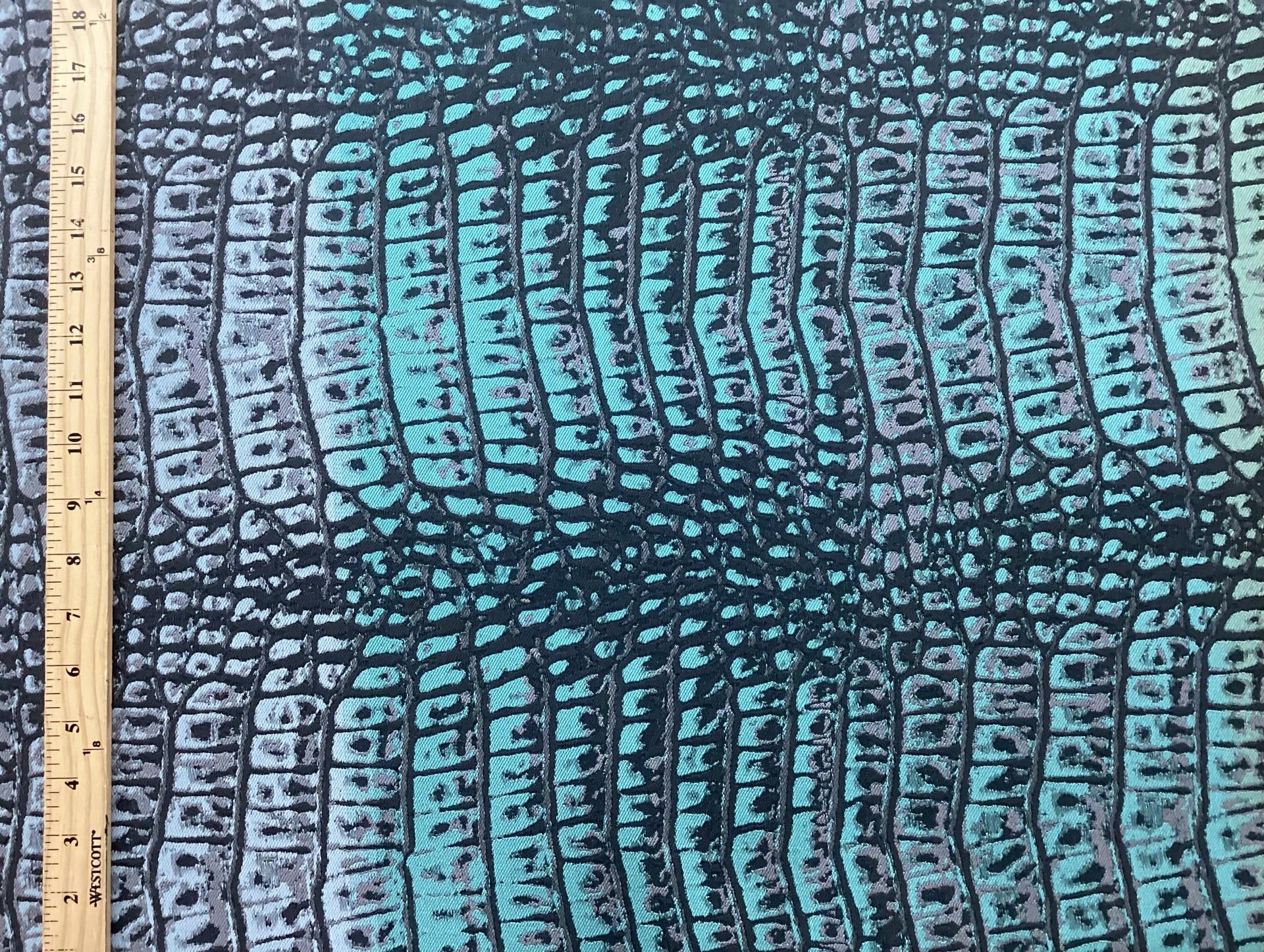 Italian Brocade with Crocodile Pattern in Teal 