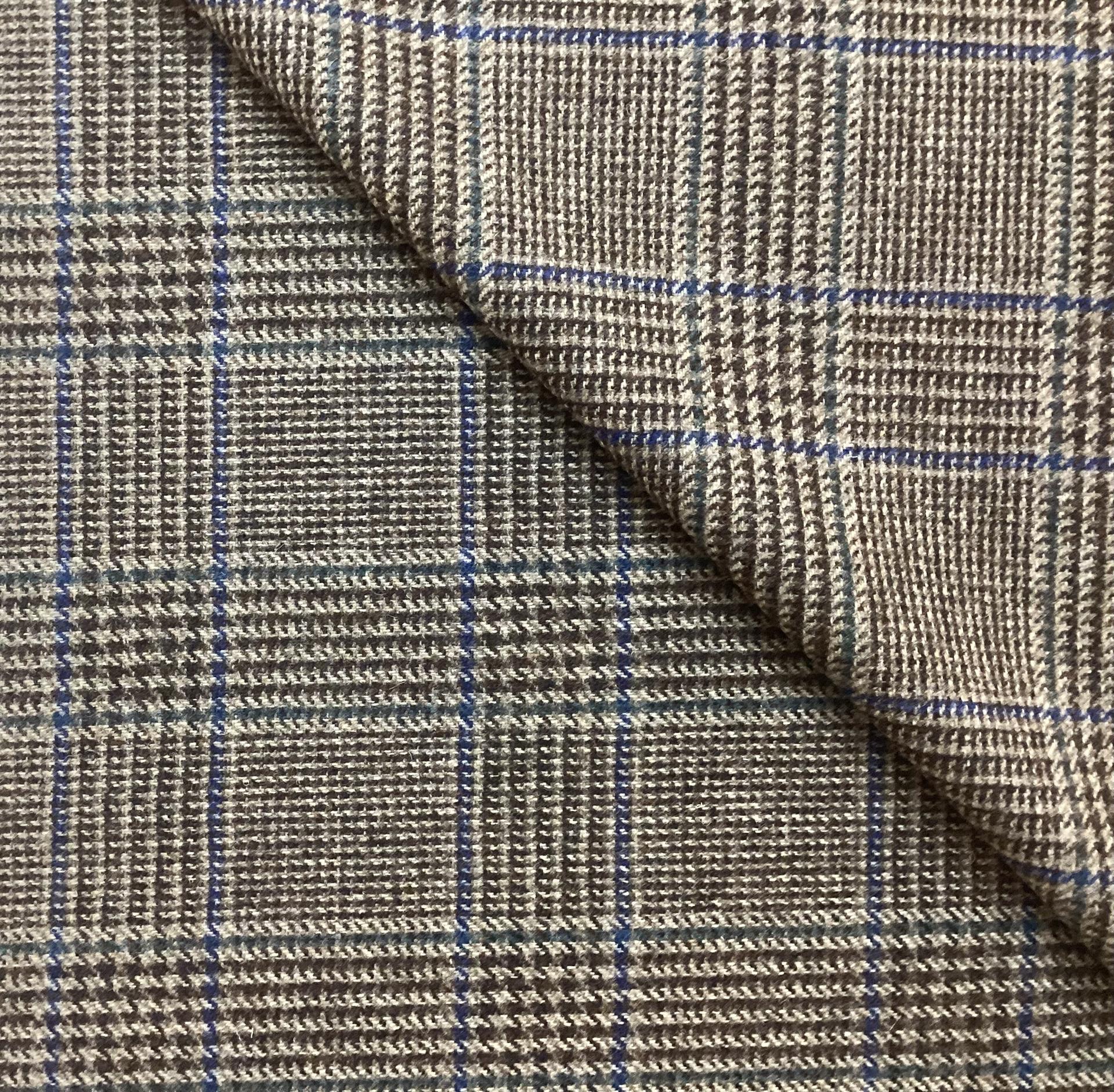 Made In Italy 100% Wool Flannel Plaid In Chestnut & Navy 