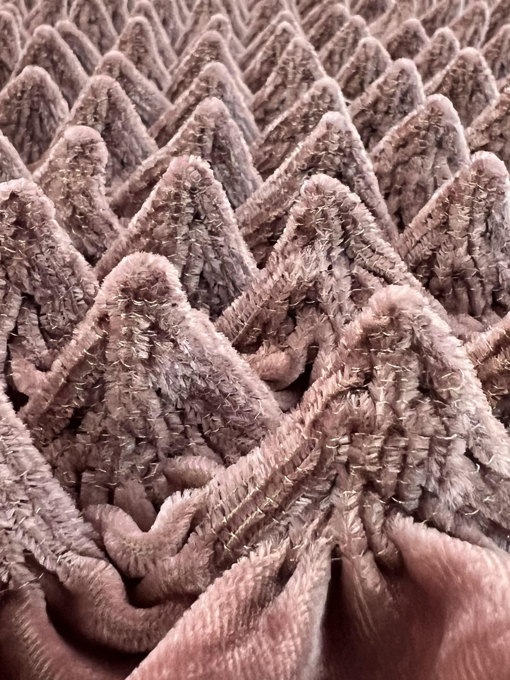 French Novelty Dimensional Cone-Shaped Velvet in Dusty Rose