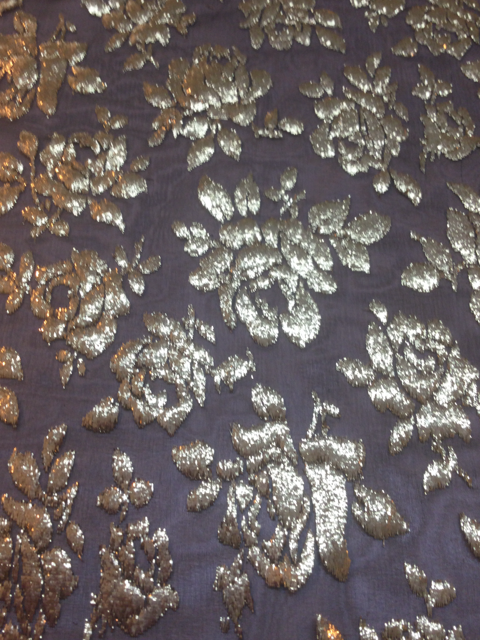 French Silk Burn Out Lurex Panne Velvet in Black Gold