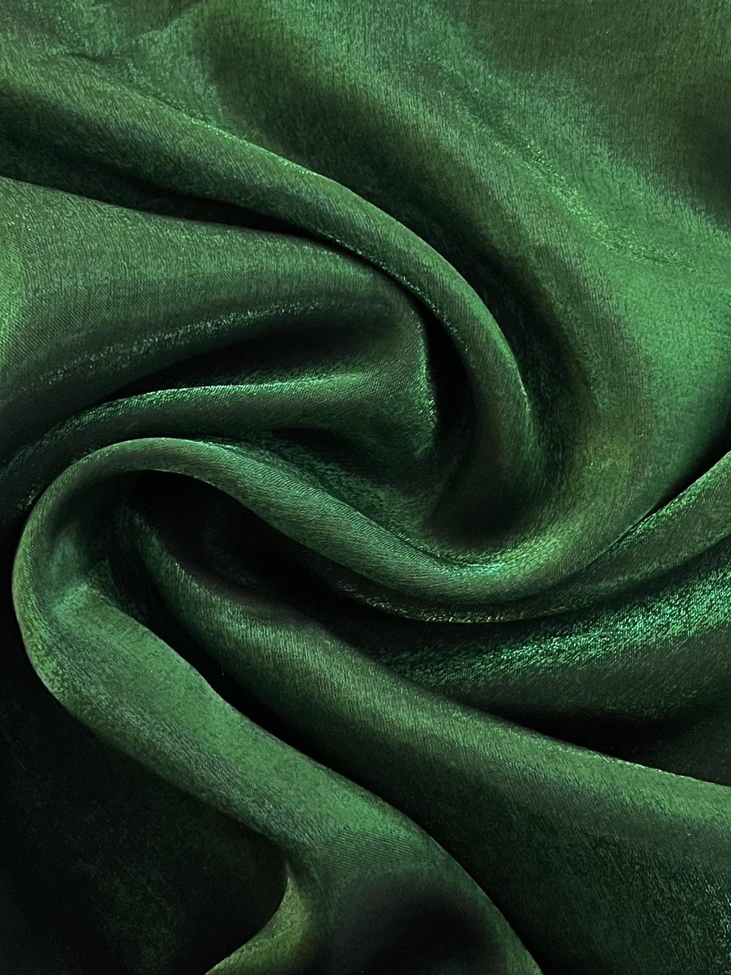 Viscose Rayon Blend Iridescent Charmeuse in Green Black