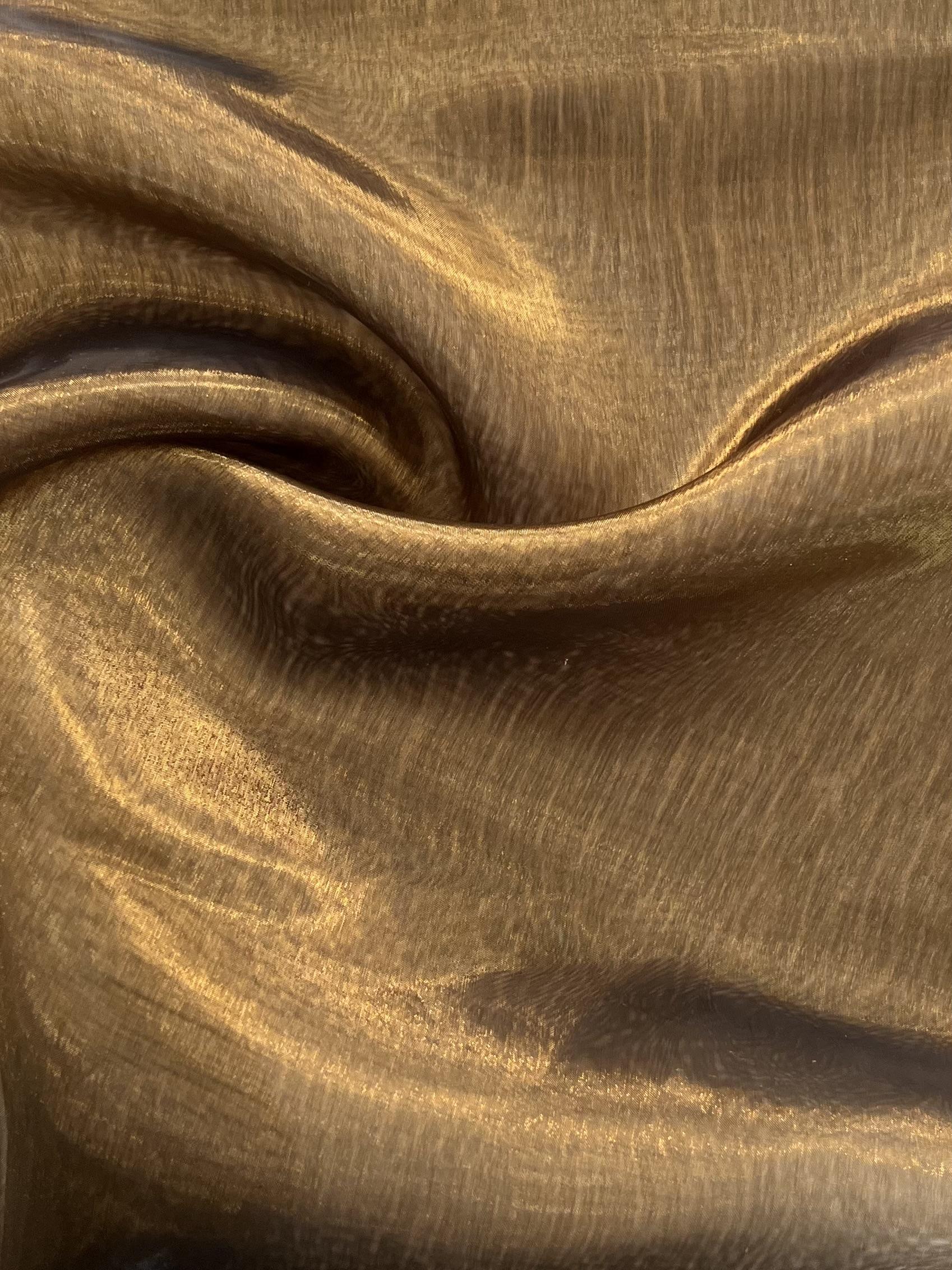 Polyester Extra Fine Iridescent Organza in Black/Copper