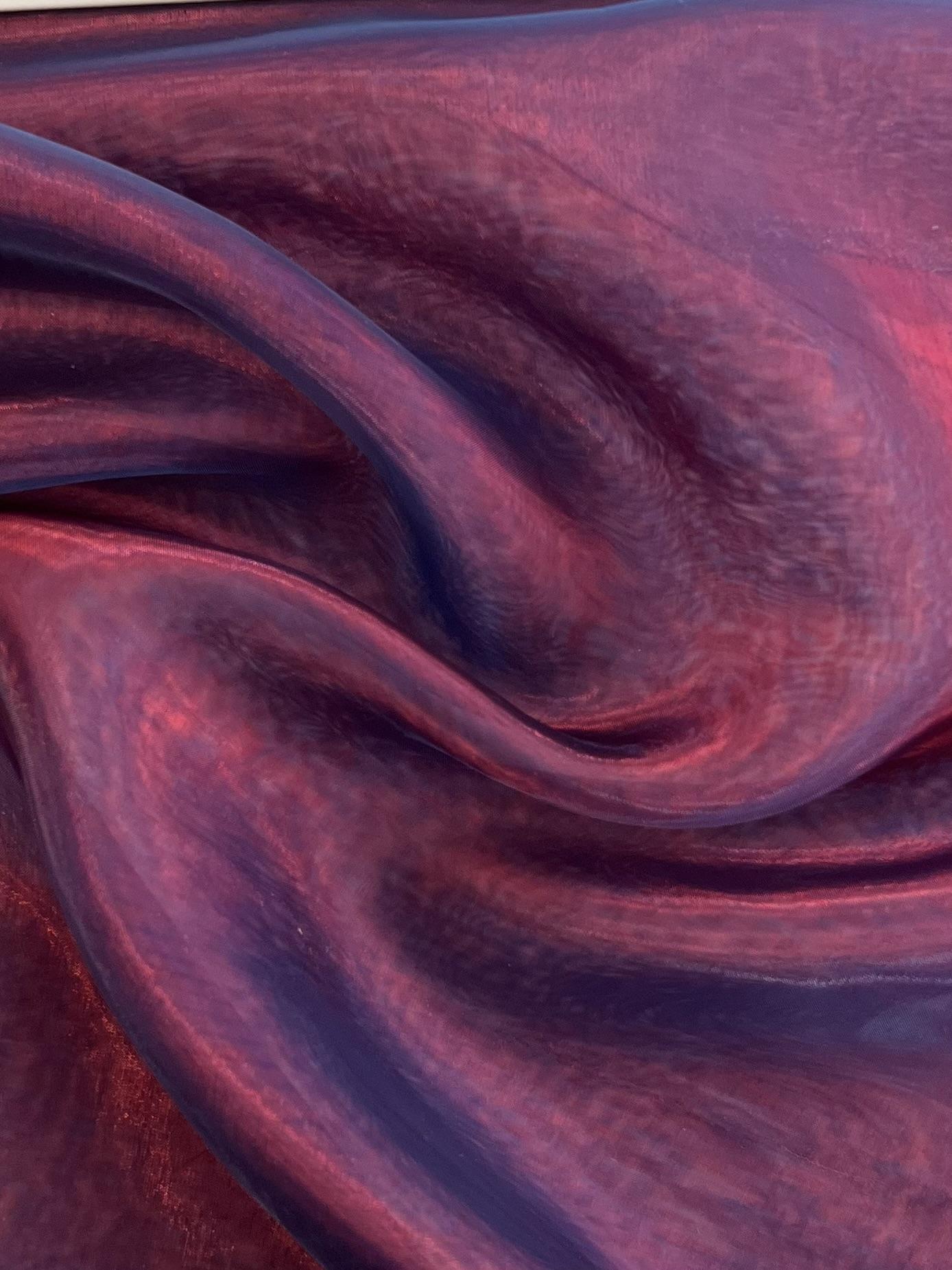 Polyester Extra Fine Iridescent Organza in Blue/Red