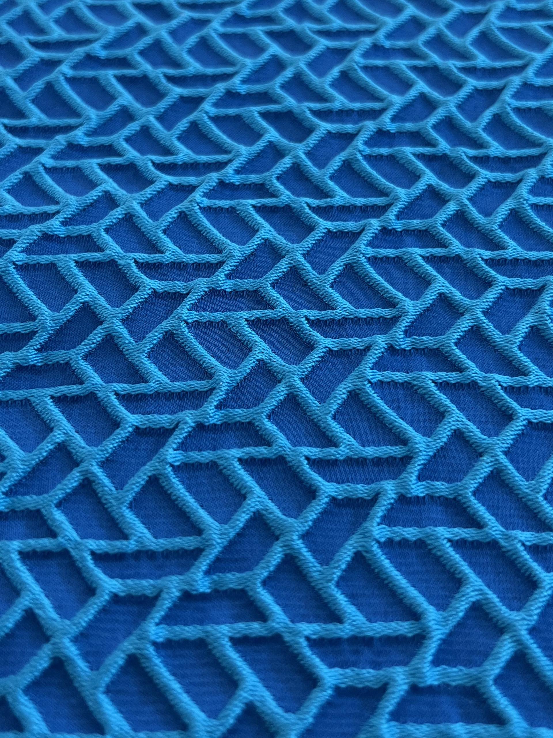 Bicolor Cloque in Turquoise + Royal Blue