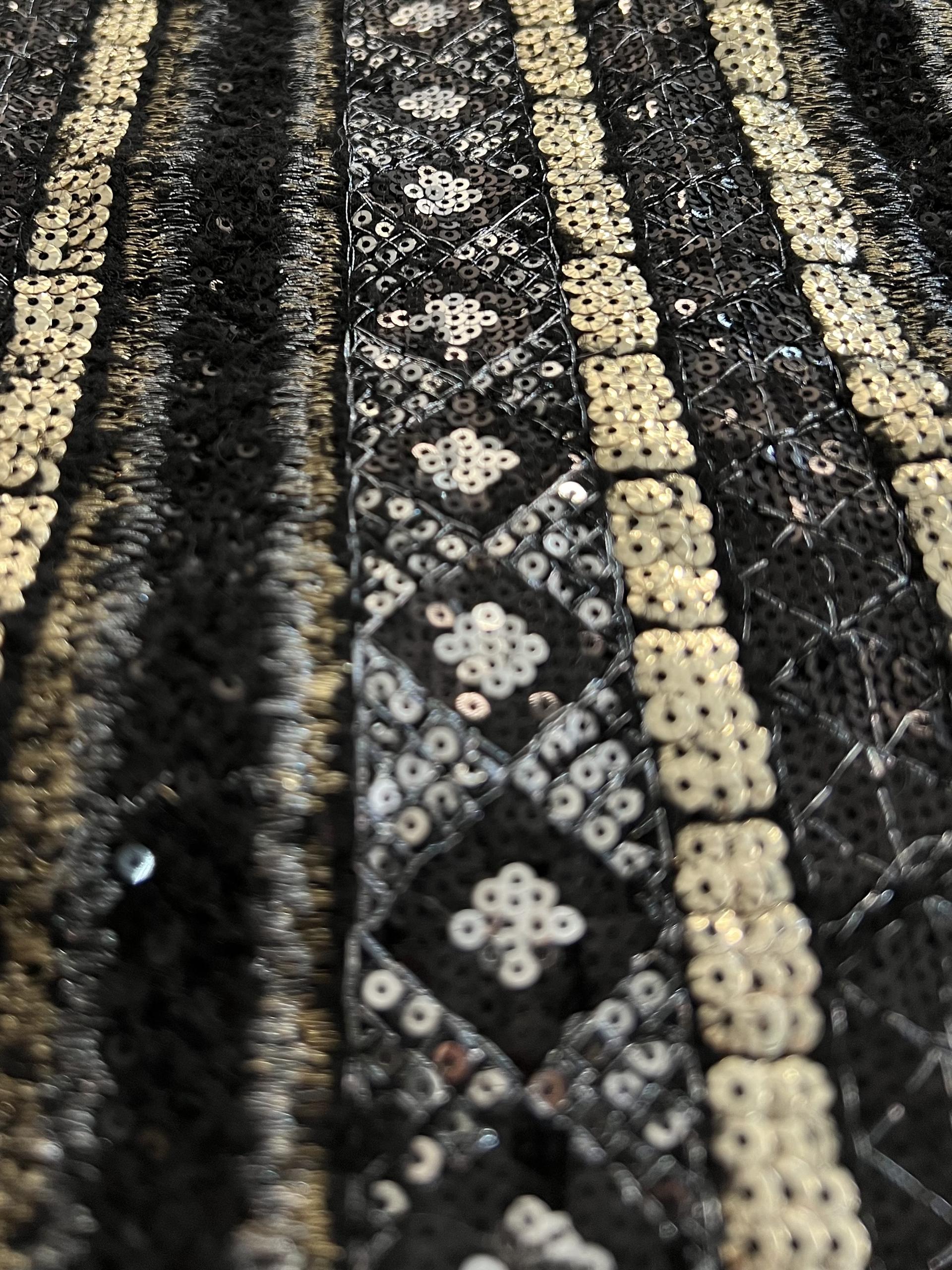 Metallic Embroidery and Sequins on Polyester Bouclé