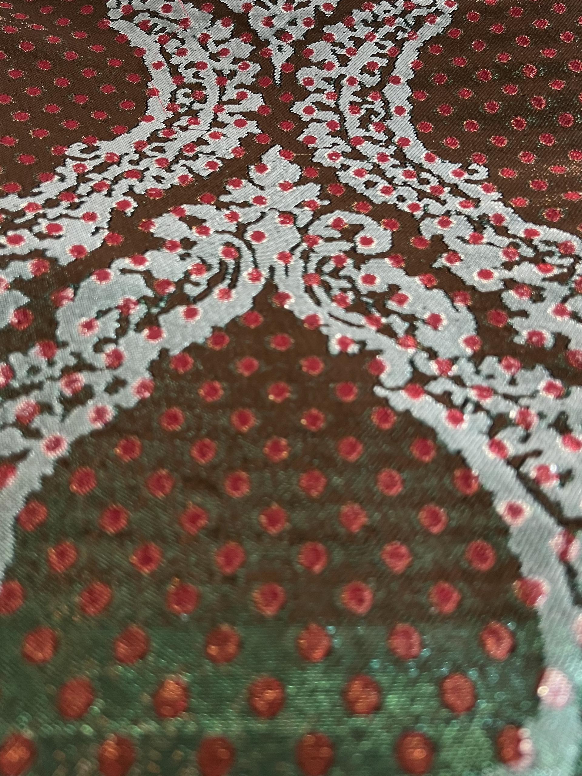 Iridescent "Mirage" Metallic Brocade Green