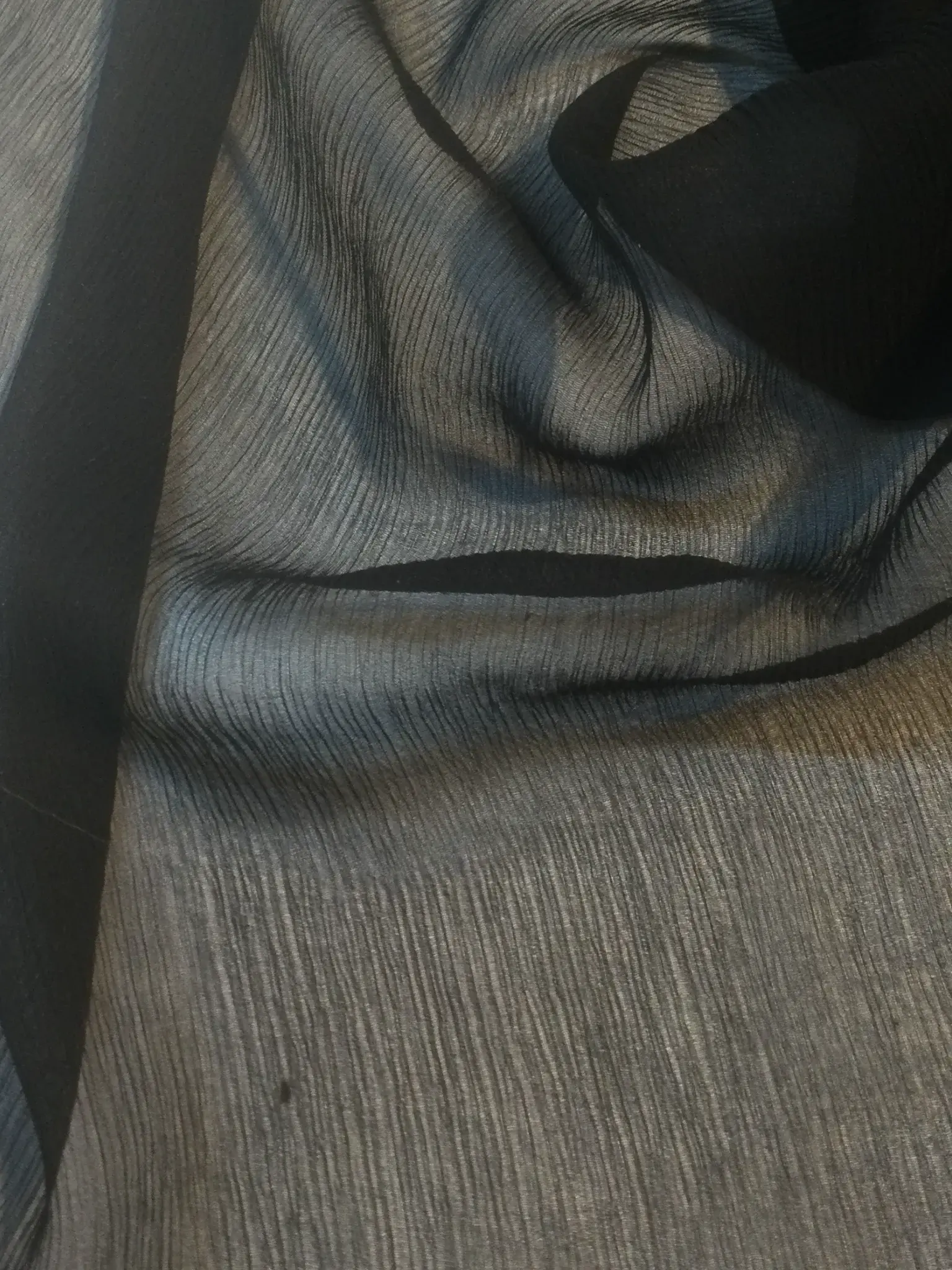 100% Silk Crinkled Chiffon in Black