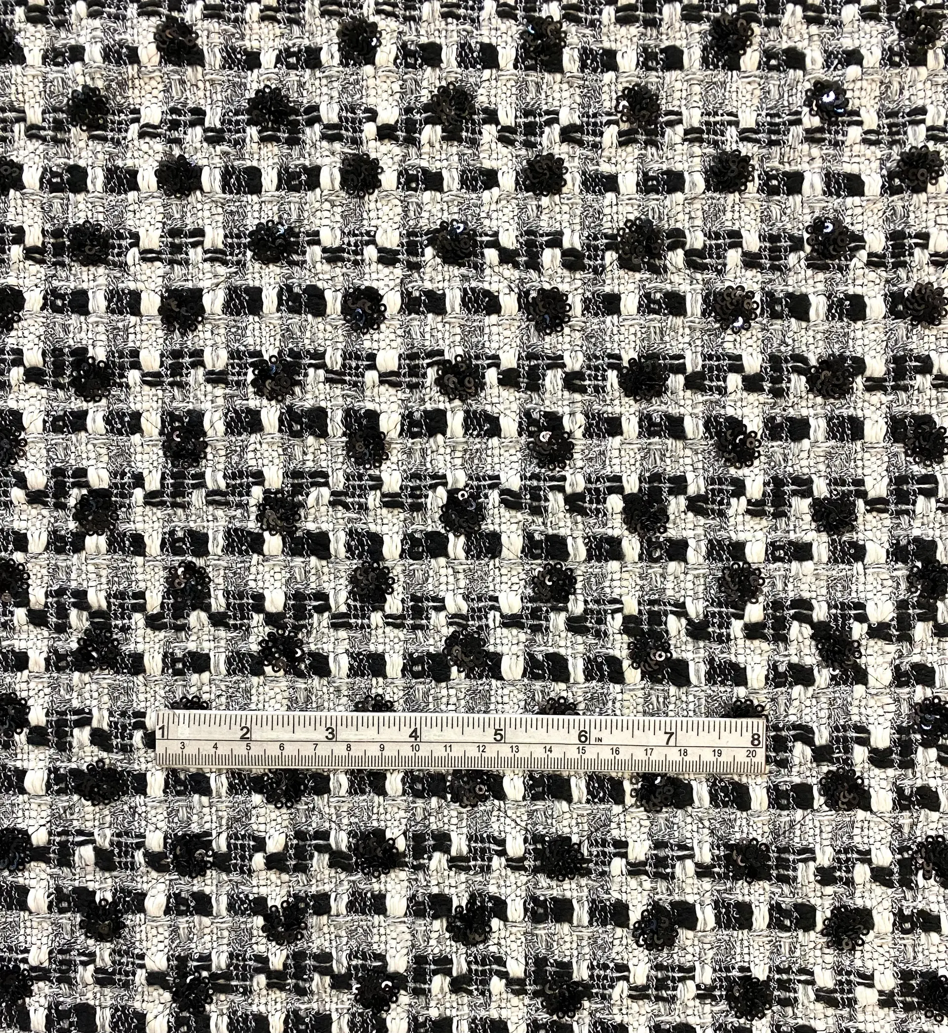 Rayon Blend Sequin Tweed in Black White  