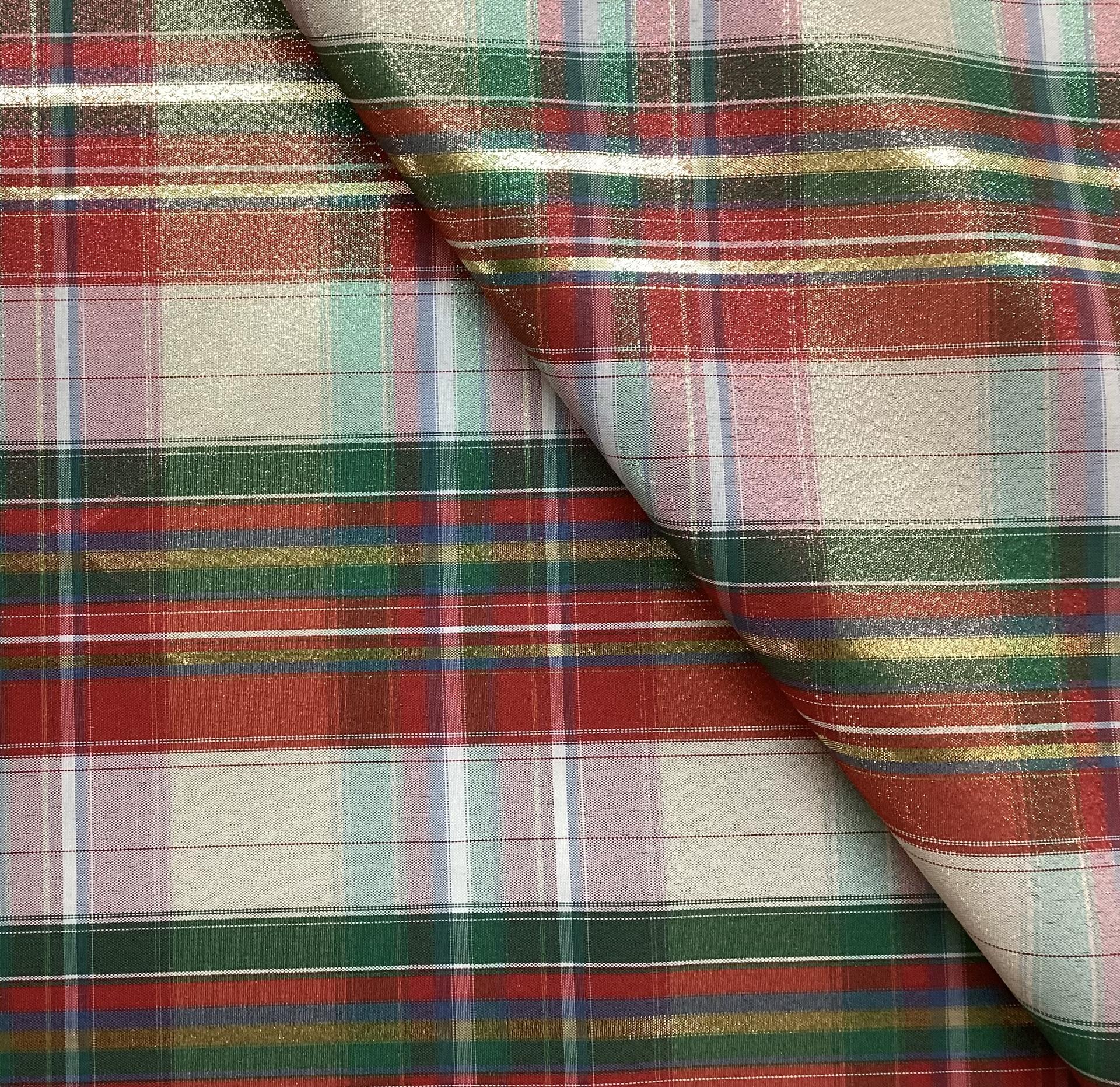 Polyester Metallic Taffeta Christmas Plaid