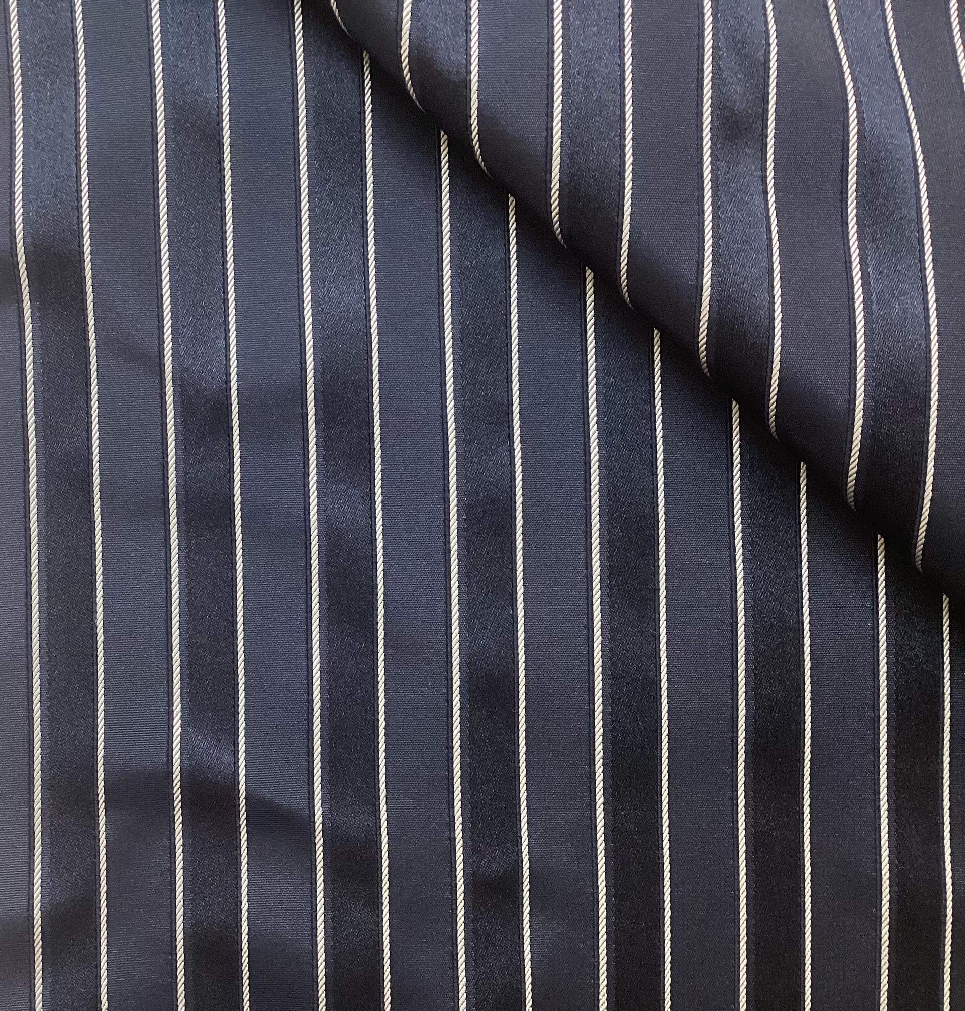 100% Silk Tie Stripe Brocade In Night Sky