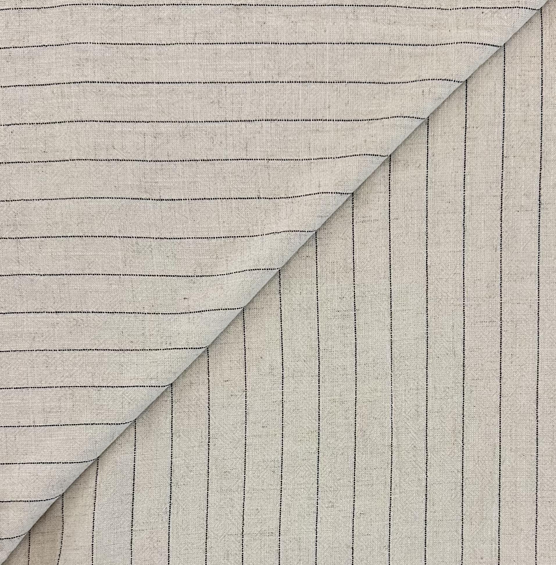Rayon Linen Noil Pinstripe in Natural Black