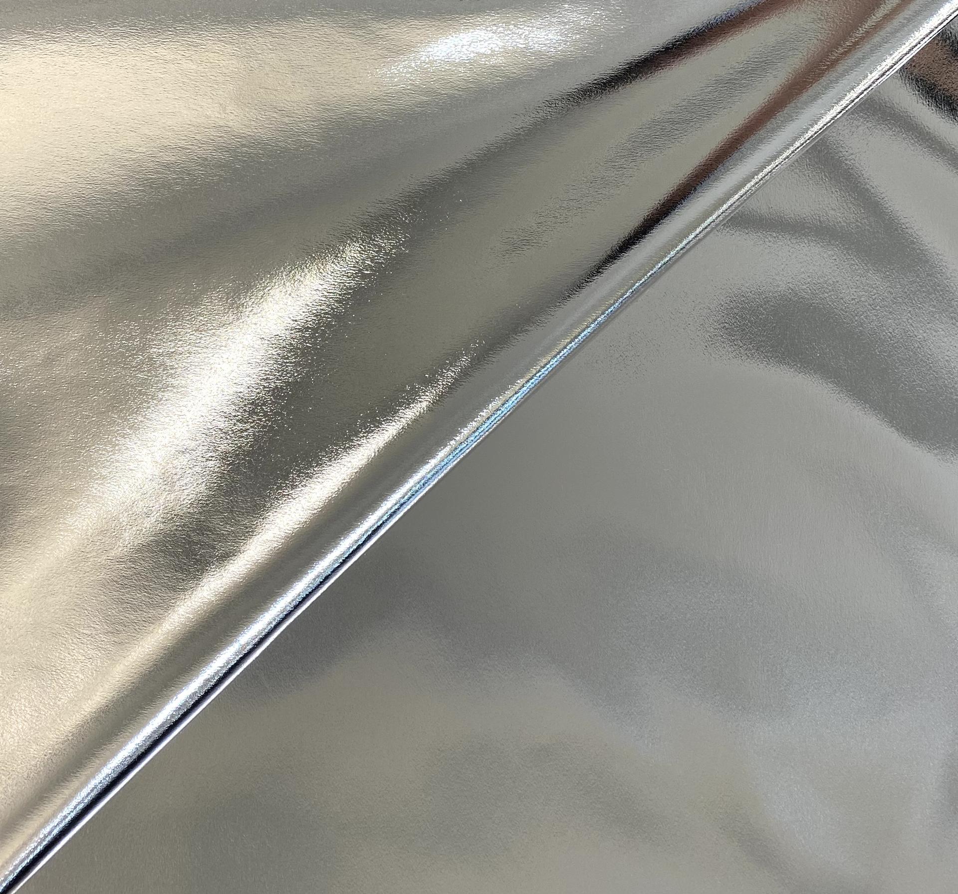 Mirror Laminate Stretch Satin in Silver