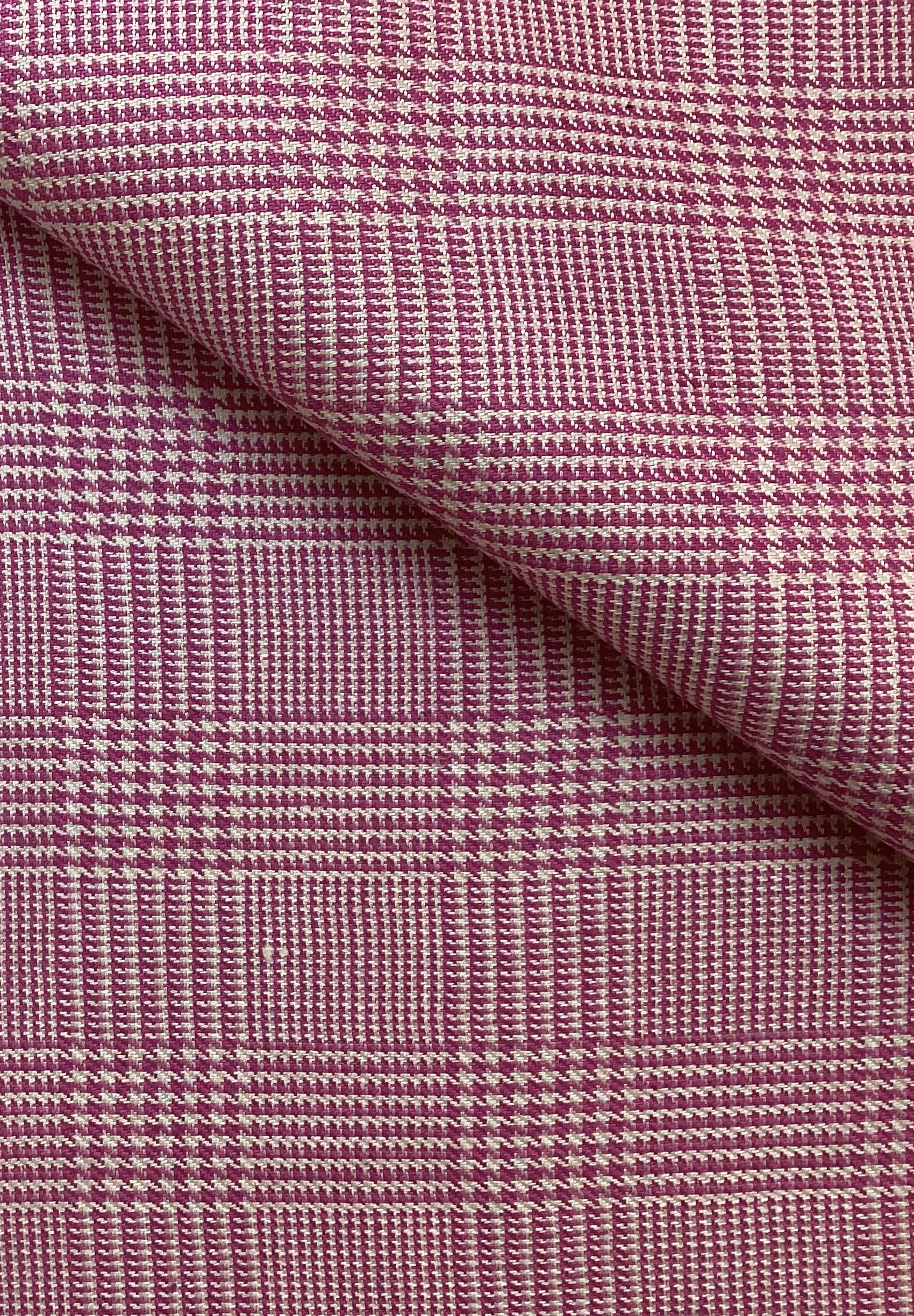 Made In Italy 100% Silk Glen Plaid In Candy Pink