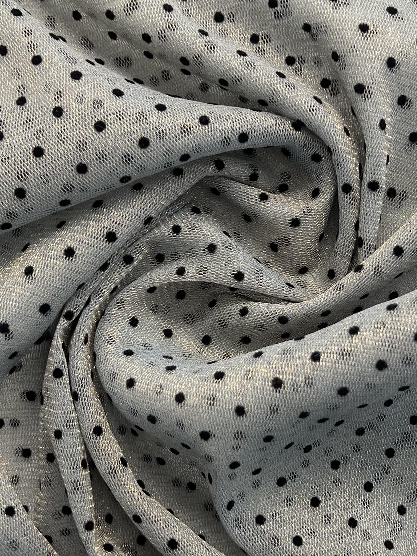 Flocked Dots on Metallic Tulle 