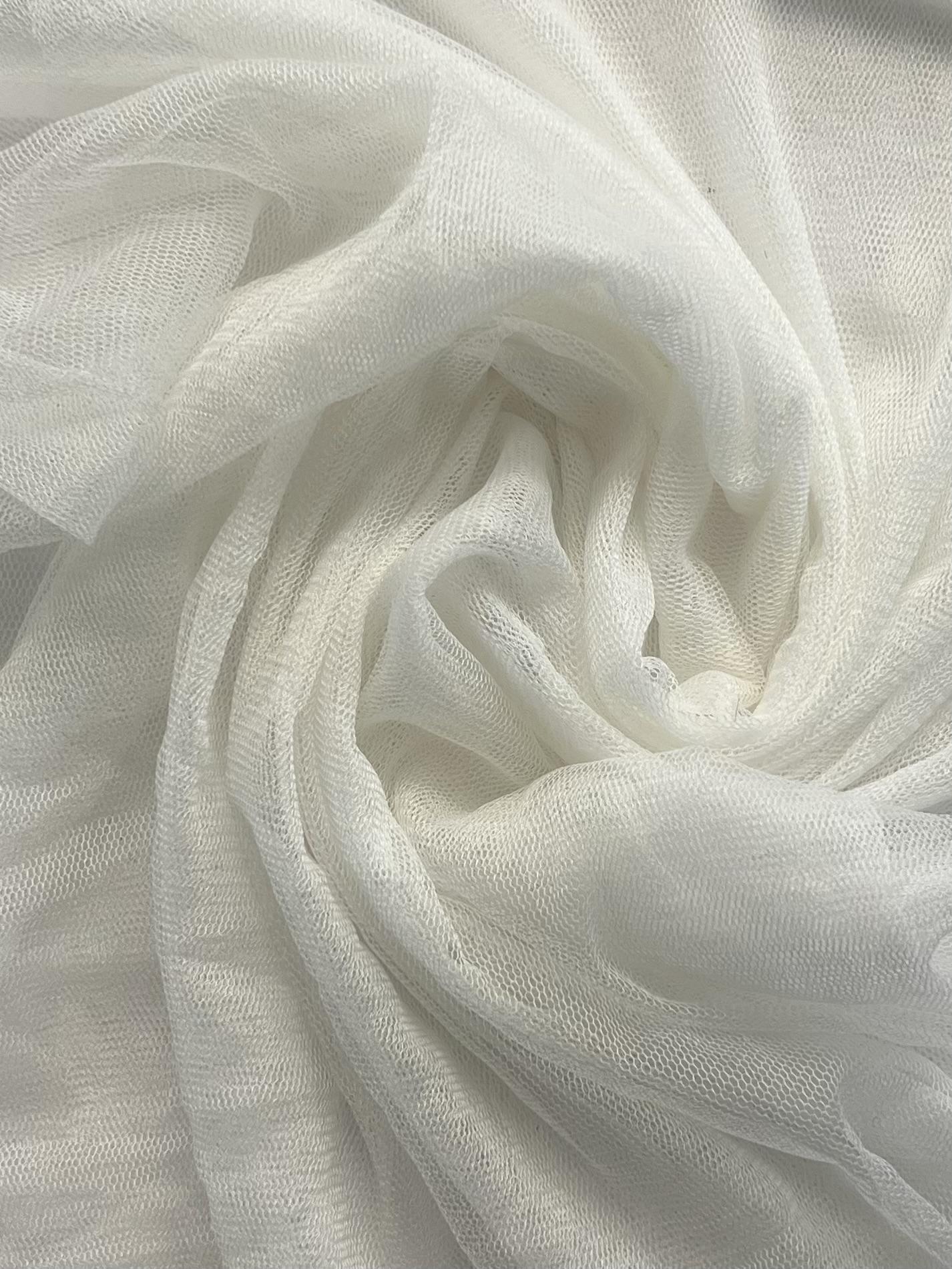 French Silk-Nylon Blend Tulle in Pale Ivory