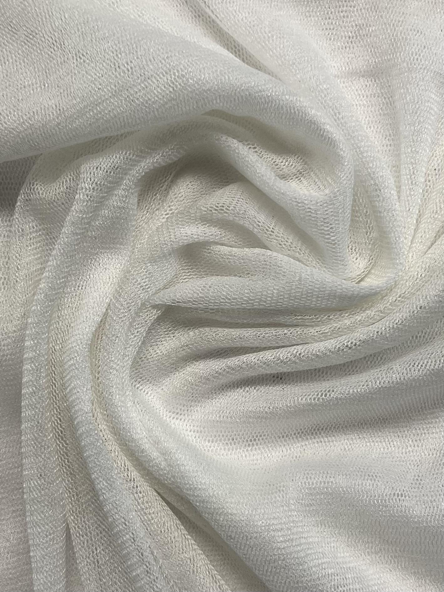 French Silk-Nylon Blend Tulle in Silk White