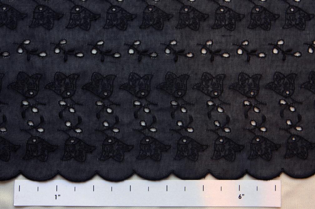 Cotton Voile Eyelet in Midnight Navy0