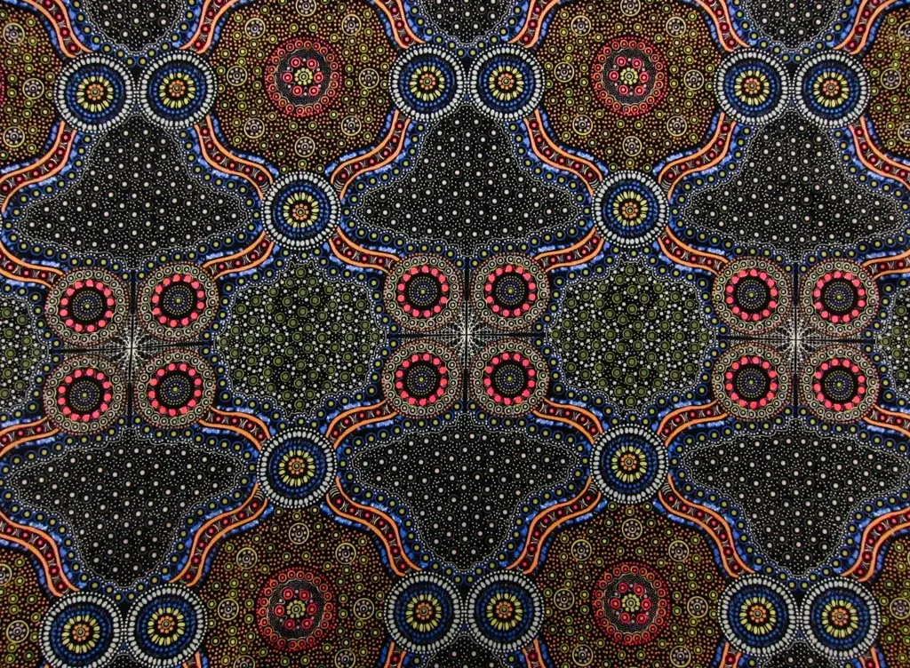 Australian Cotton Print With Aboriginal Motif0