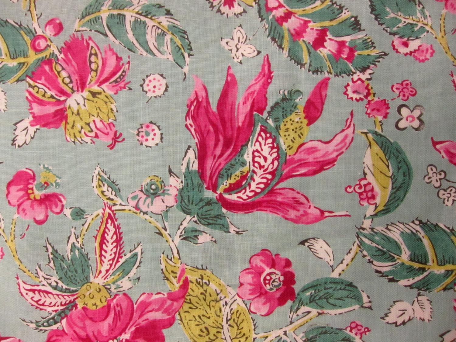 Linen Upholstery Floral Print 0