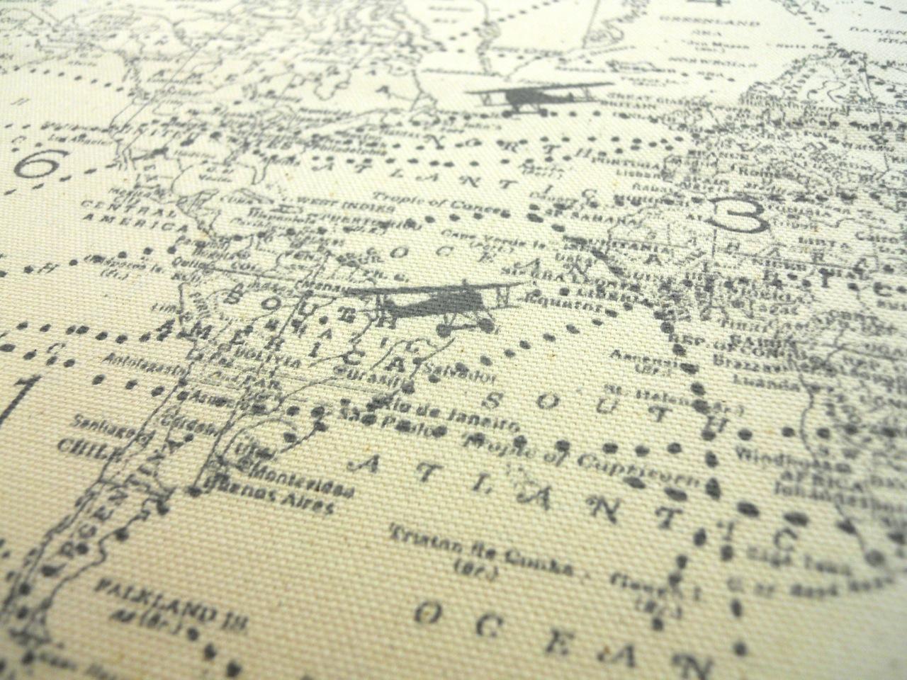 Cotton Canvas World Map Print2