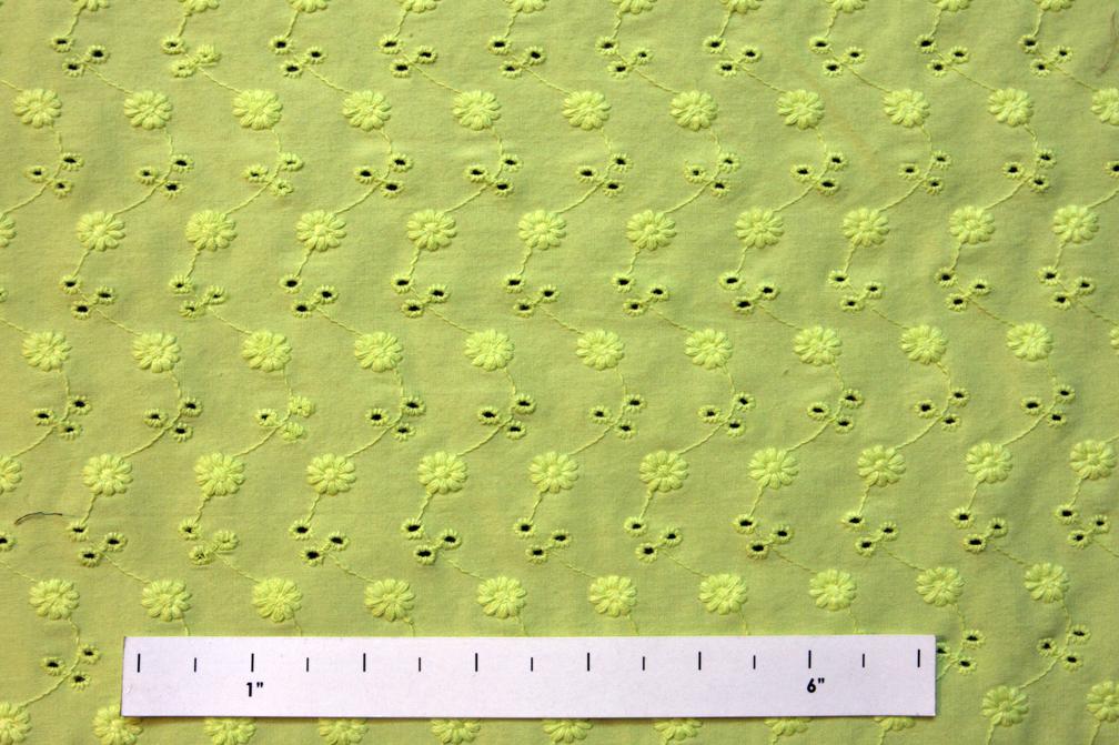 Cotton Lycra Embroidery Eyelet in Chartreuse0