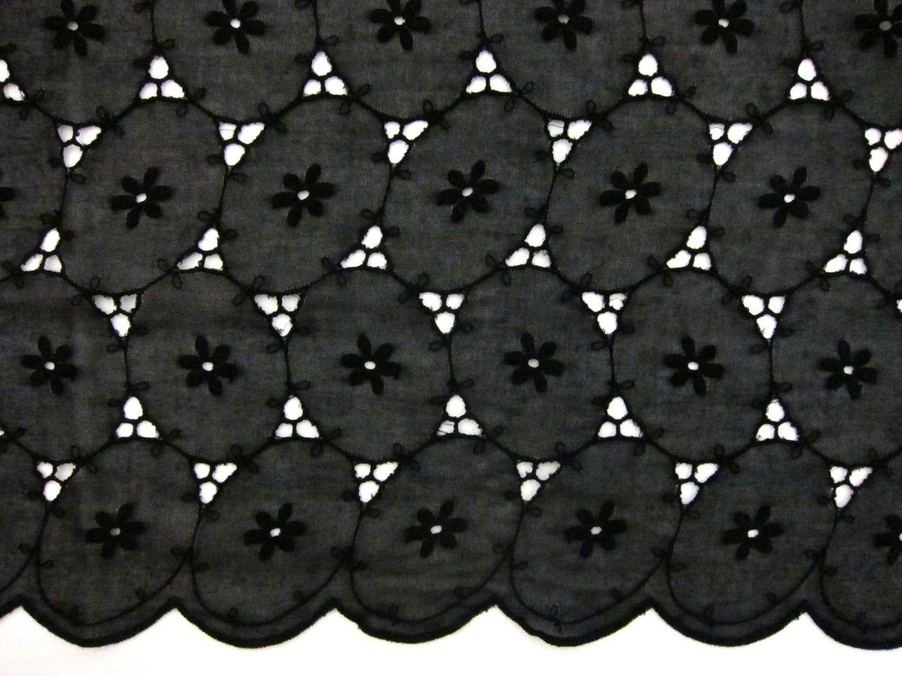 Cotton Voile Eyelet in Black0