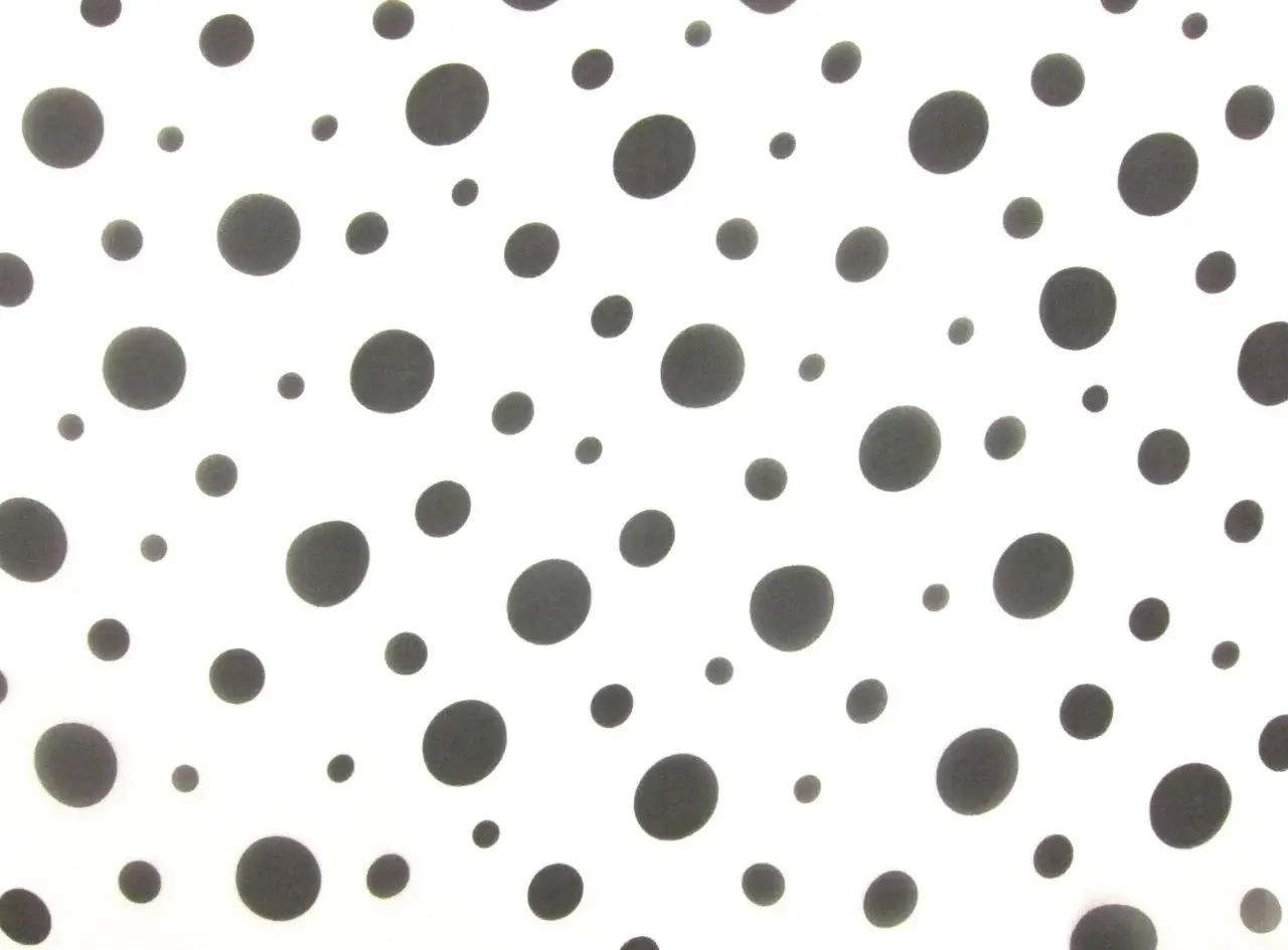 Printed Silk Chiffon Black Dot On White Background