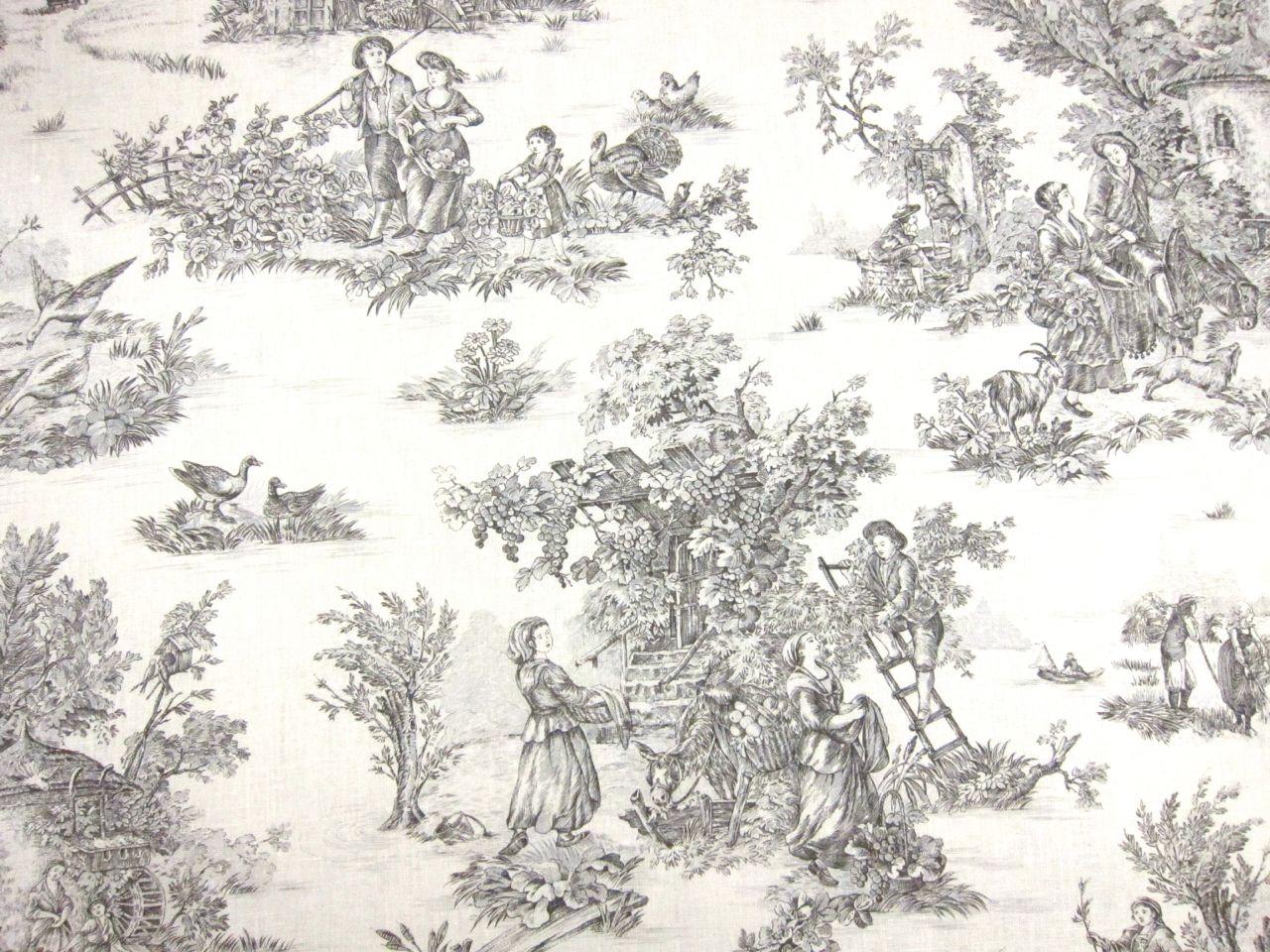 French Linen Toile de Jouy Print0