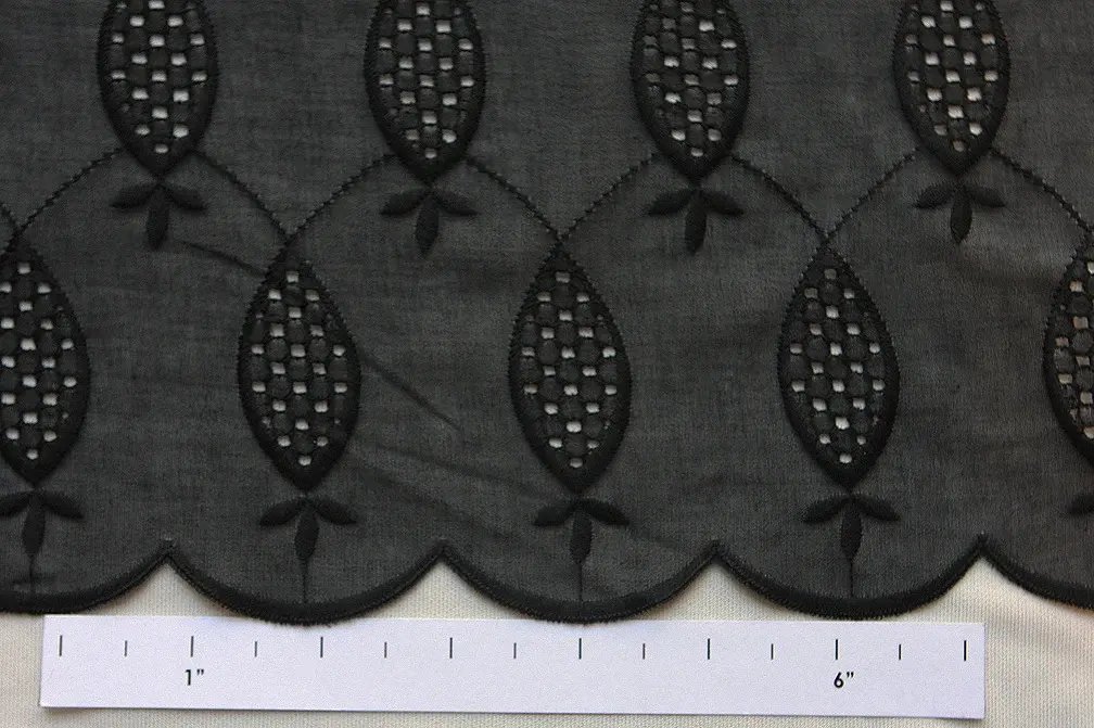 Cotton Voile Eyelet in Black0