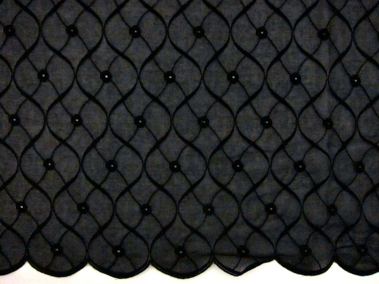 Embroidered Cotton Voile Eyelet in Black0