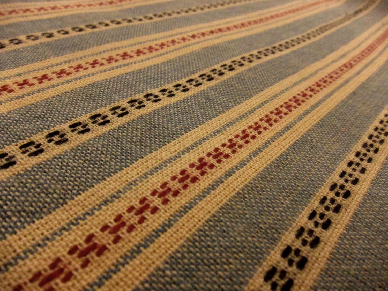 Cotton Woven Novelty Stripe in Antique Ivory and Steel Blue