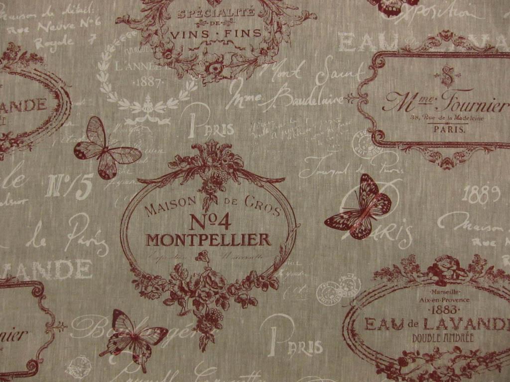 Linen Upholstery Parisian Print0