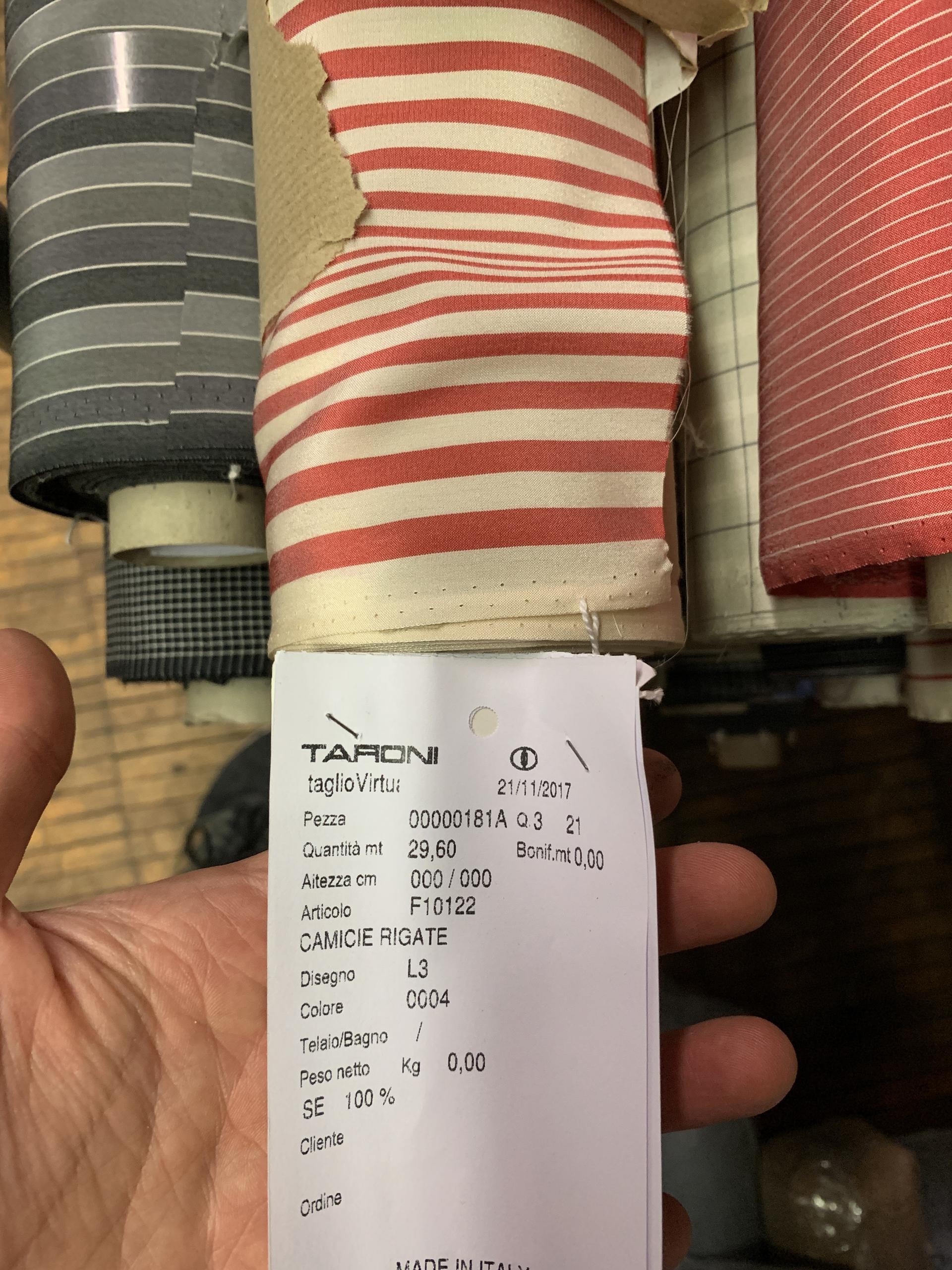 Vintage silk shirting stripe in red and cream