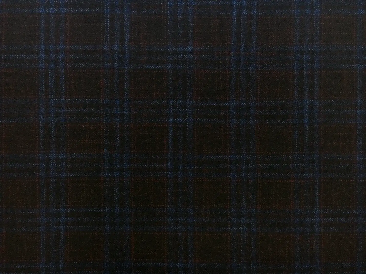 Italian Virgin Wool Bamboo Plaid Suiting in Umber