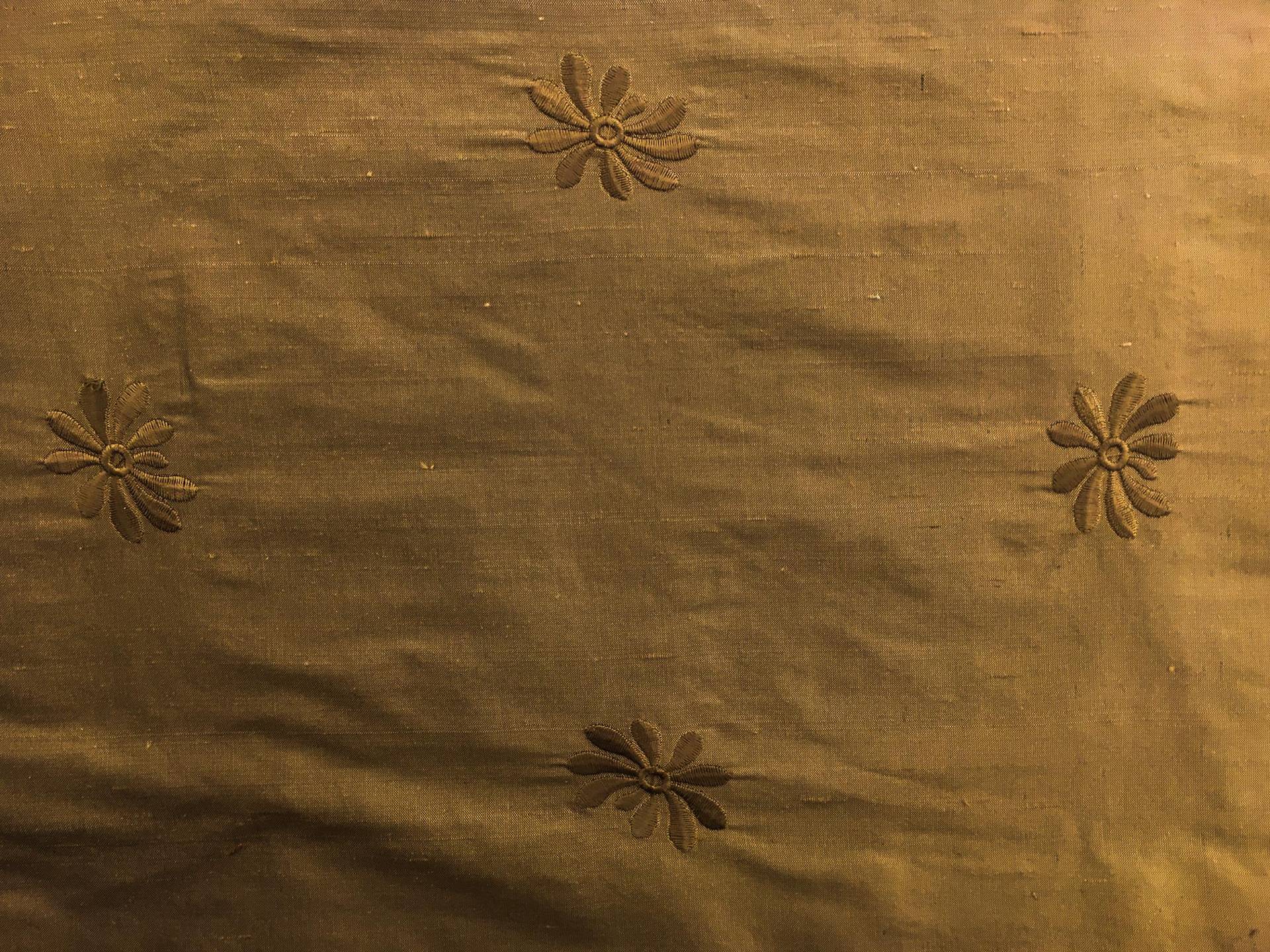 Iridescent Silk Shantung with Embroidered Flowers0