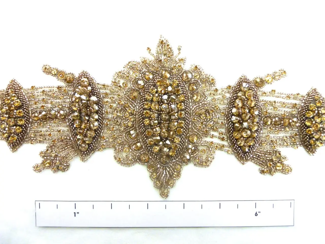 Esther Champagne Crystal Beaded Tulle Belt1