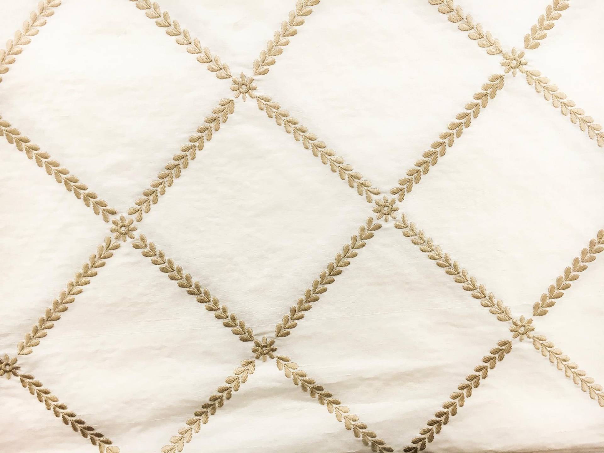 Embroidered Silk Shantung with Diamond Pattern0