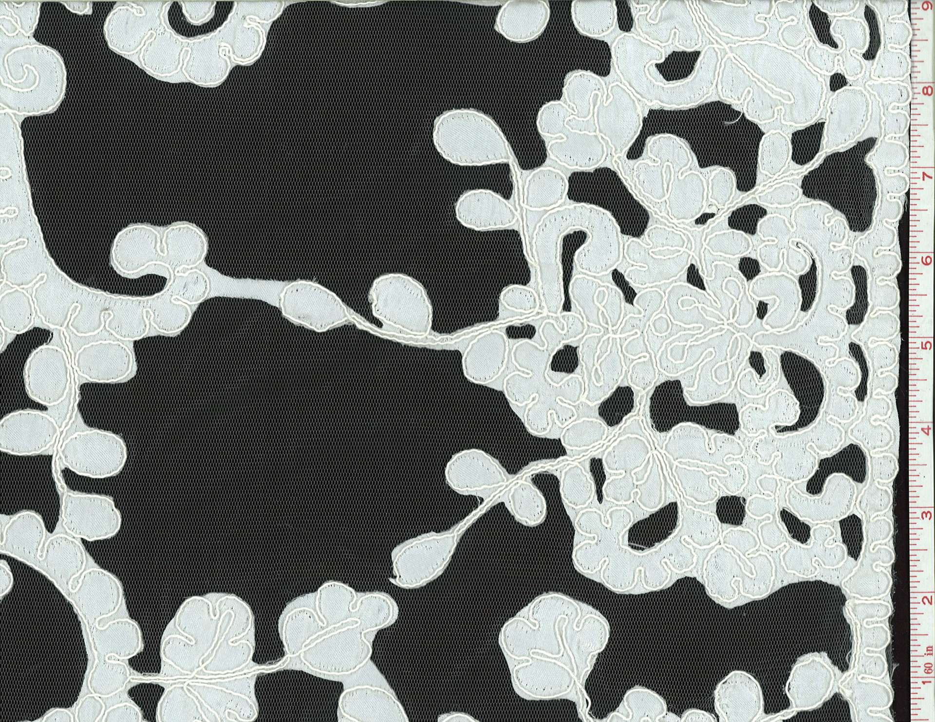 Corded Cut Satin Appliqued on Illusion0