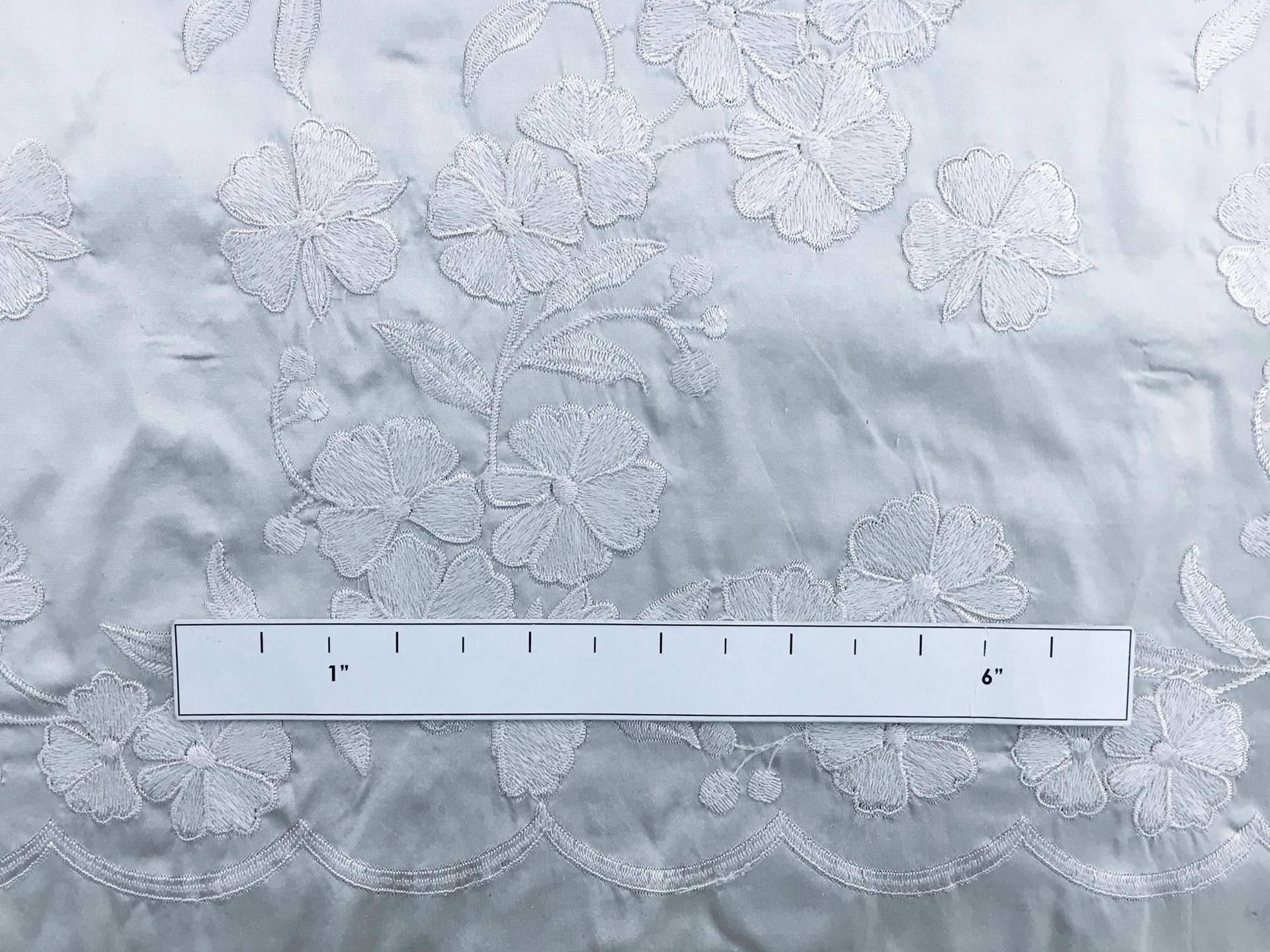 Silk Taffeta with an Embroidered Scallop and Floral Degradé1