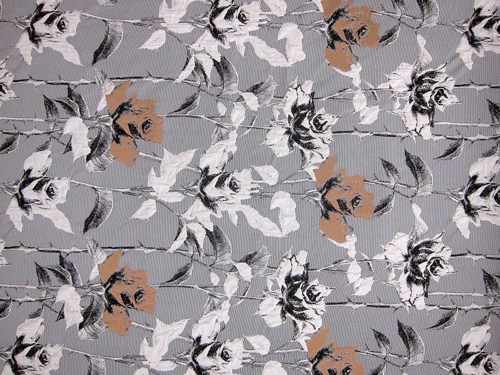 Polyester and Viscose Blend Cloqué0