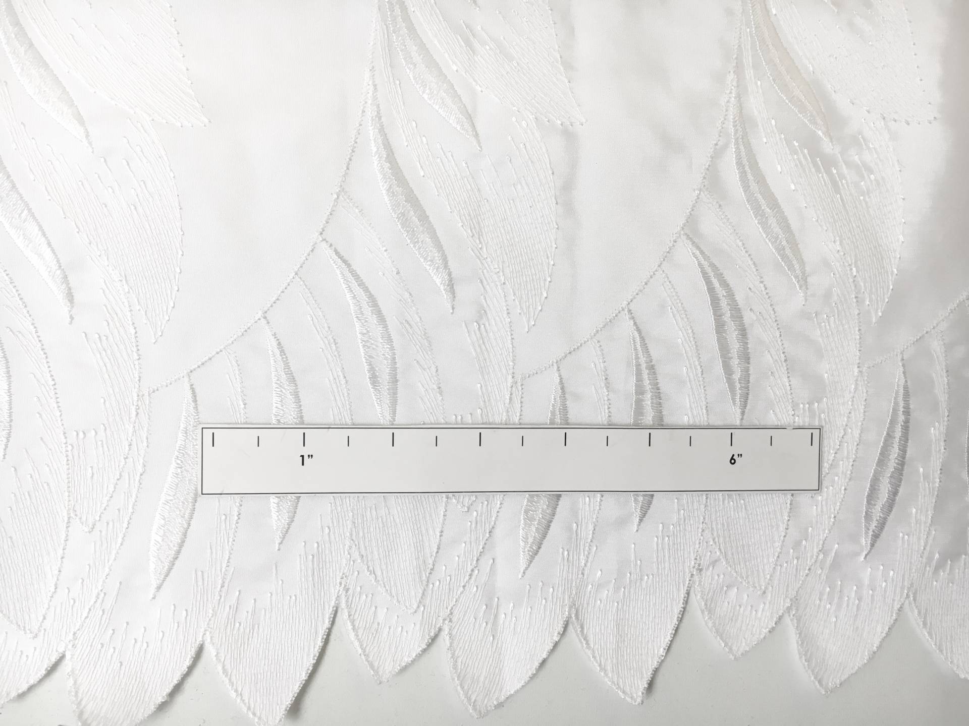 Bridal Polyester Taffeta with Embroidered Feathers Degradé1