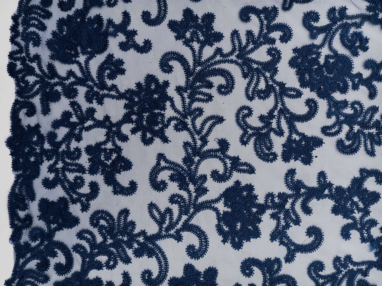 Embroidered Tulle in Navy0