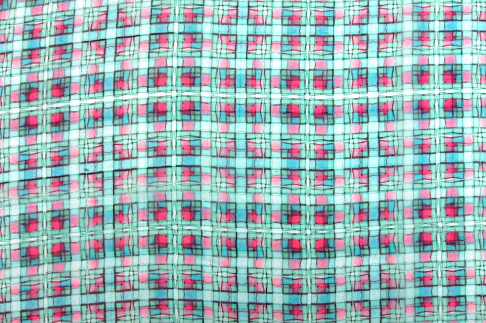 Printed Silk Windowpane Chiffon0