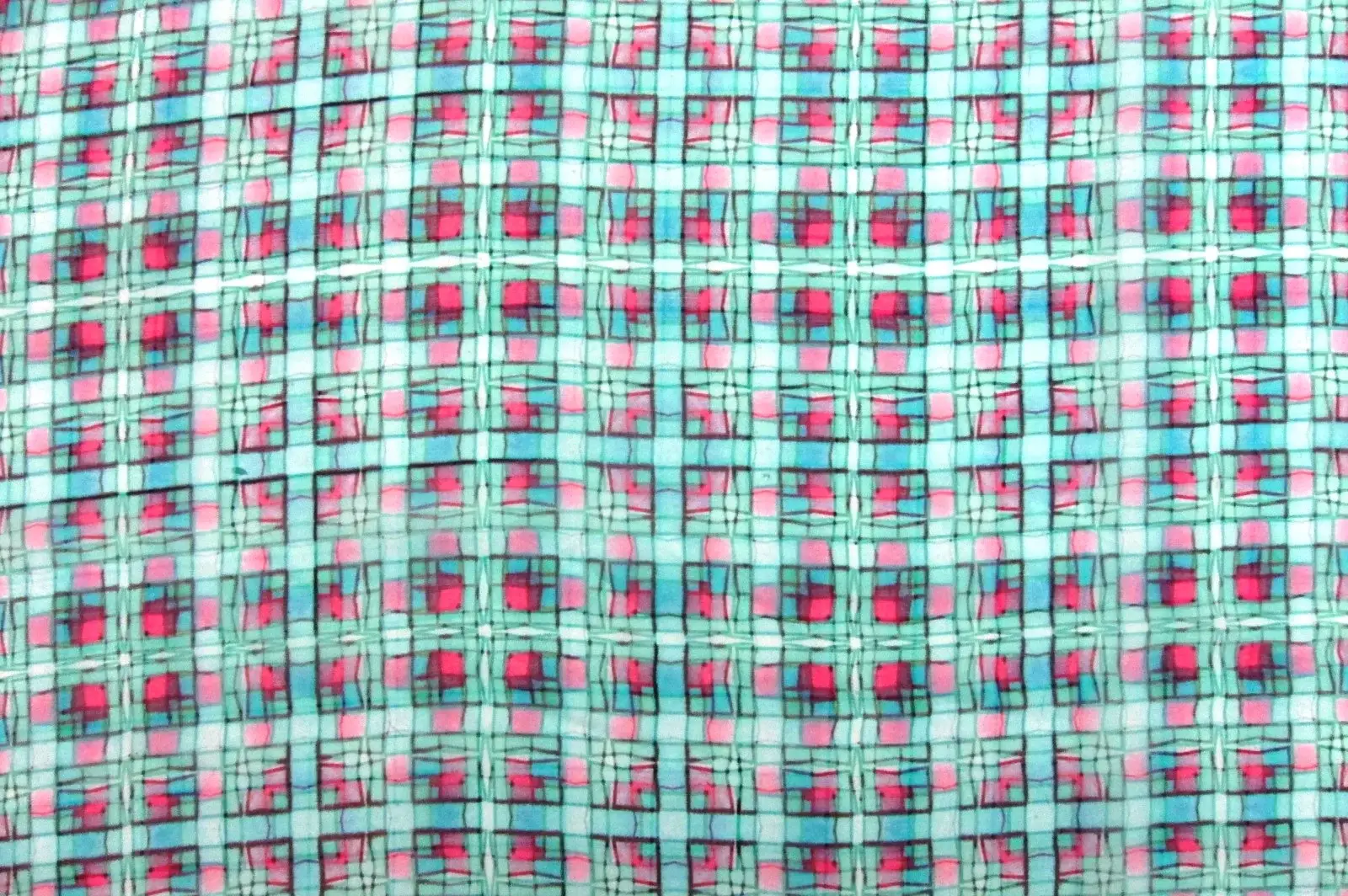 Printed Silk Windowpane Chiffon0