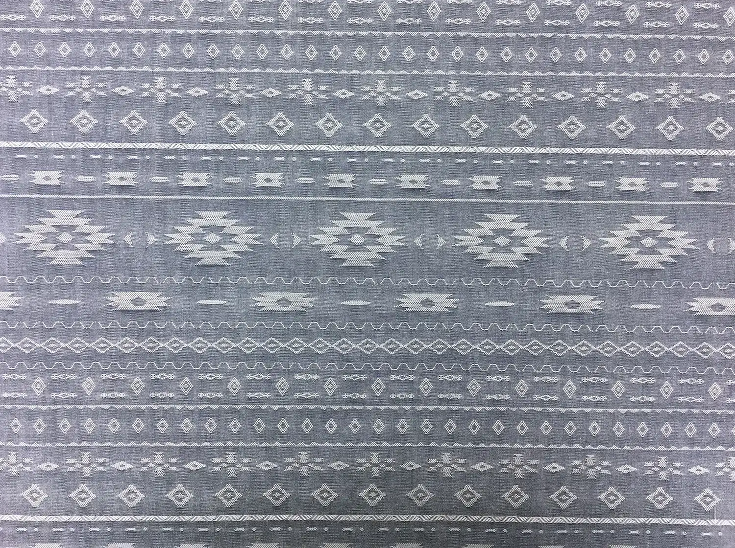 Cotton Chambray Jacquard With Navajo Pattern In Indigo0