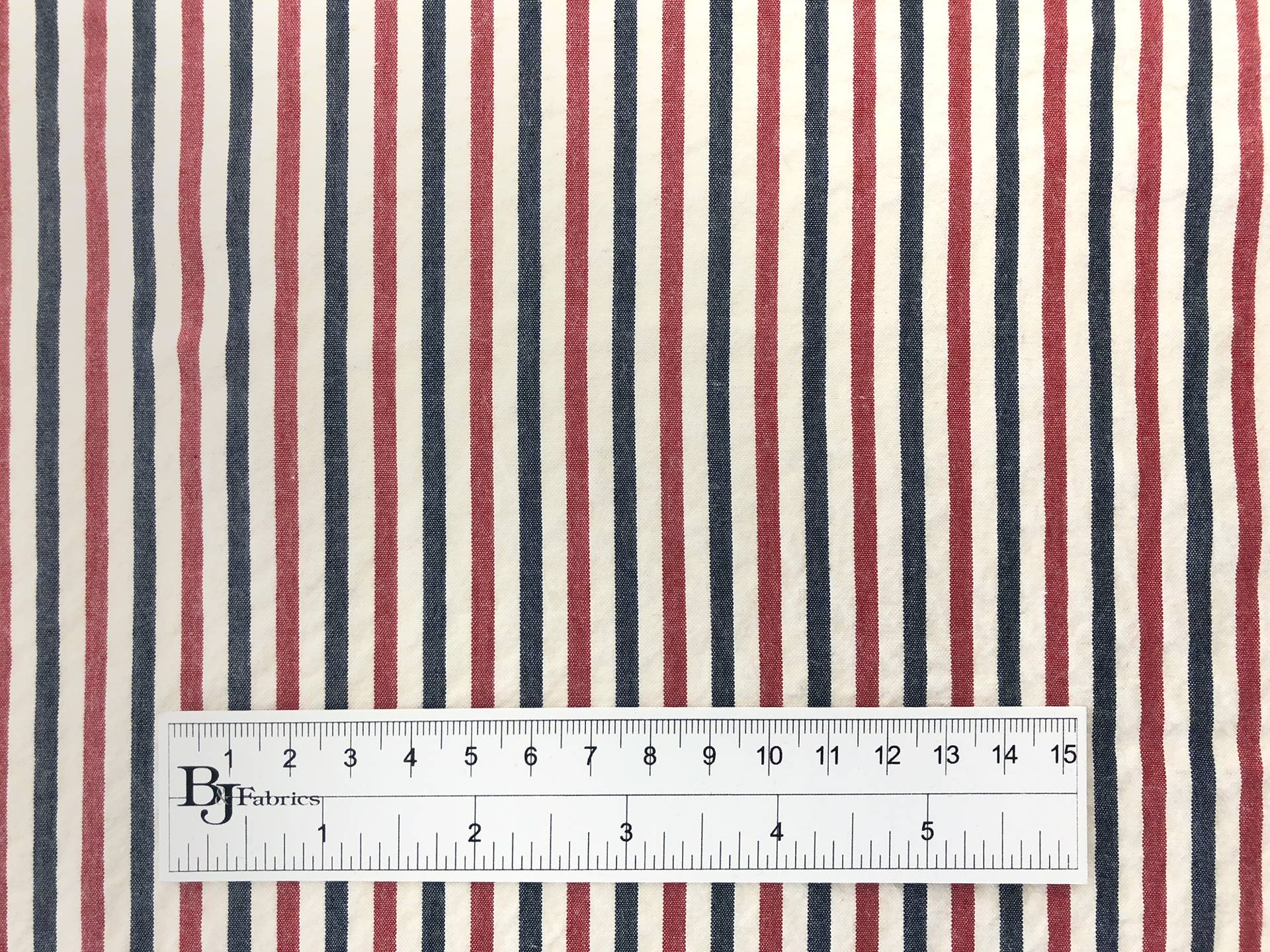 Cotton Seersucker in Red Ivory and Blue3