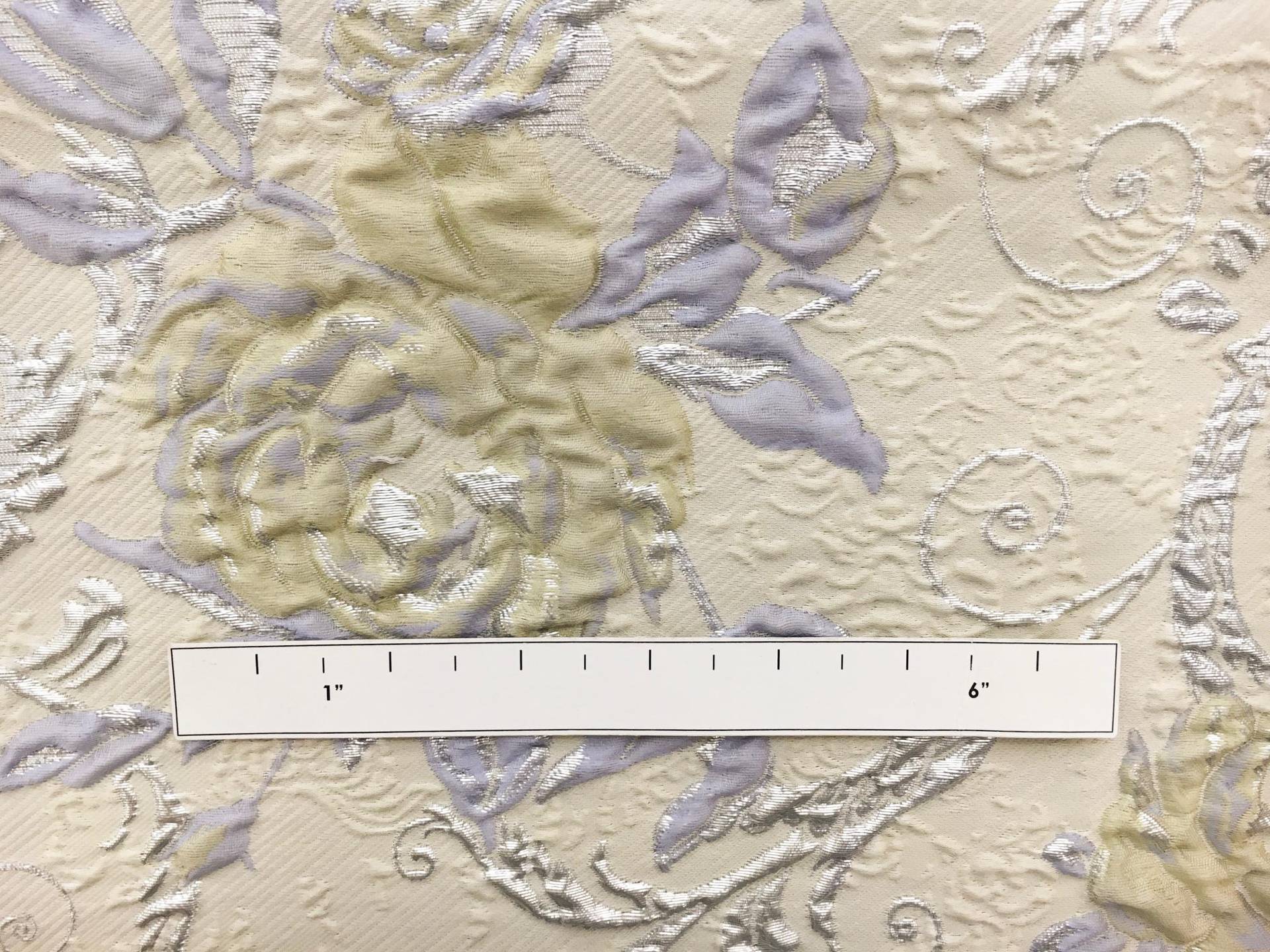 Silk Blend Matelassé with Flowers and Swirls1