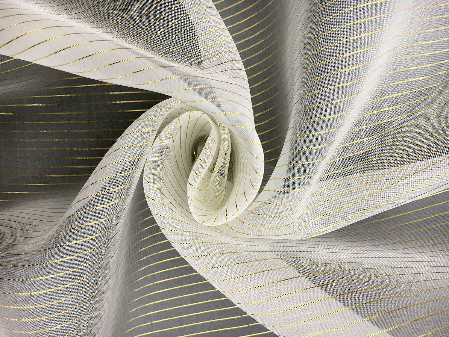 Gold Metallic Striped Silk Chiffon0