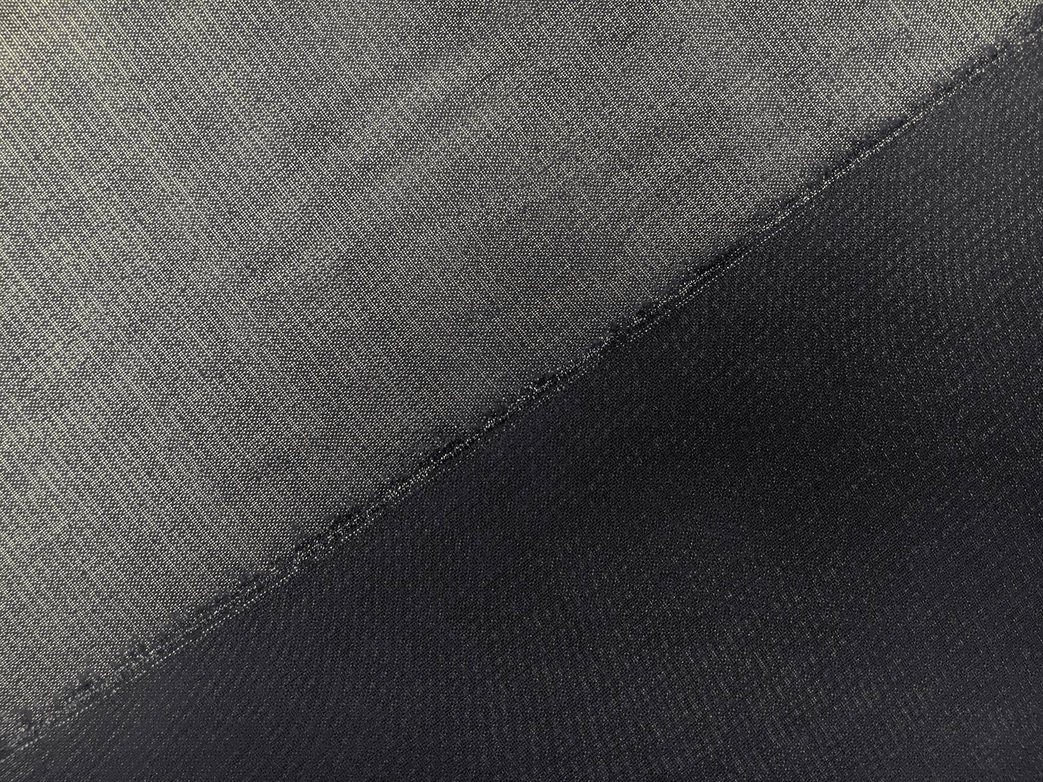 Microfiber Silver Metallic Chiffon in Midnight Navy2