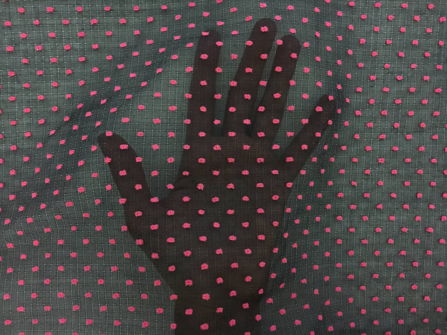 Cotton Plumetis in Black Fuchsia3